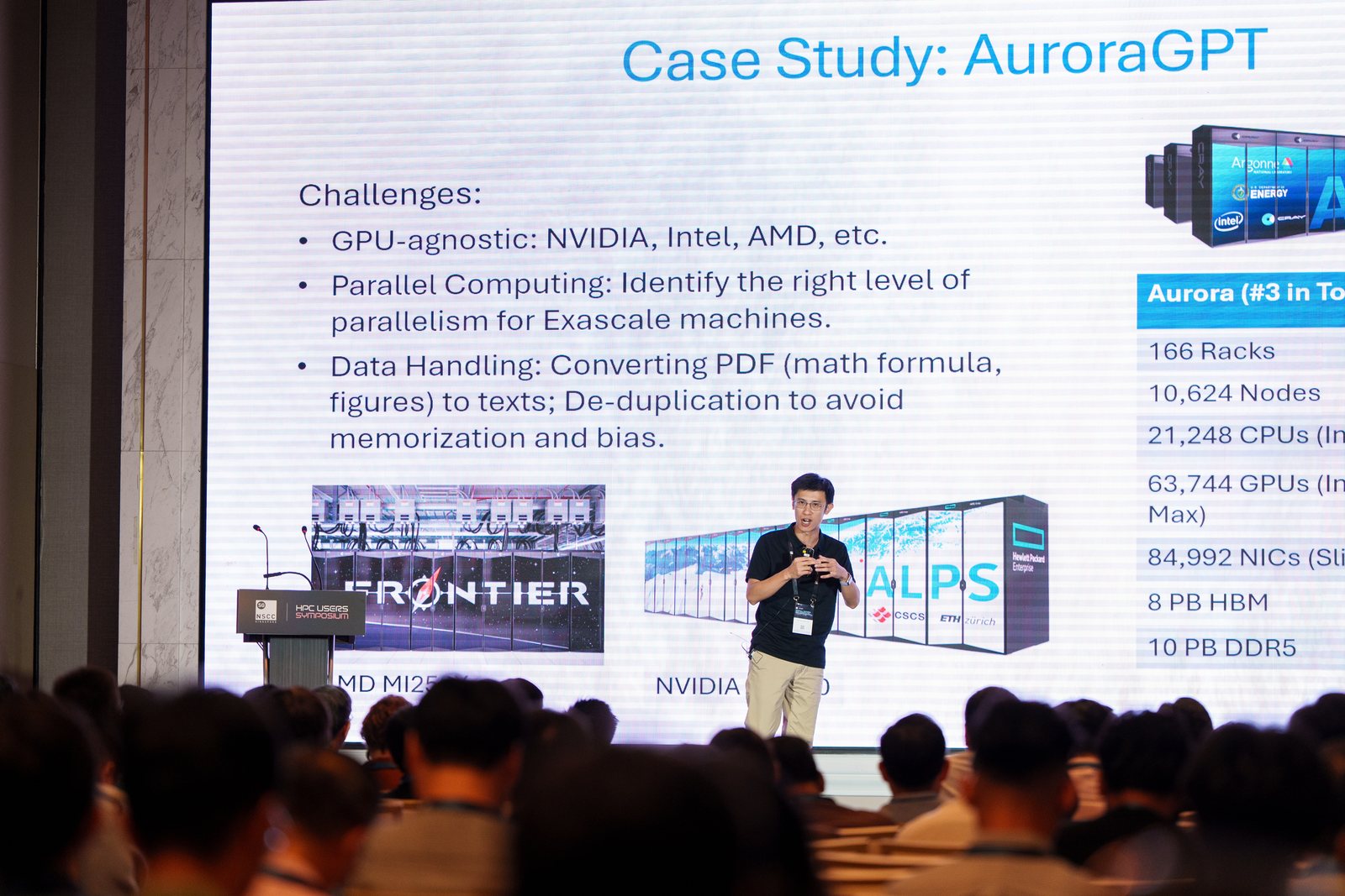 A speaker presenting at the 2025 Singapore HPC Users Symposium